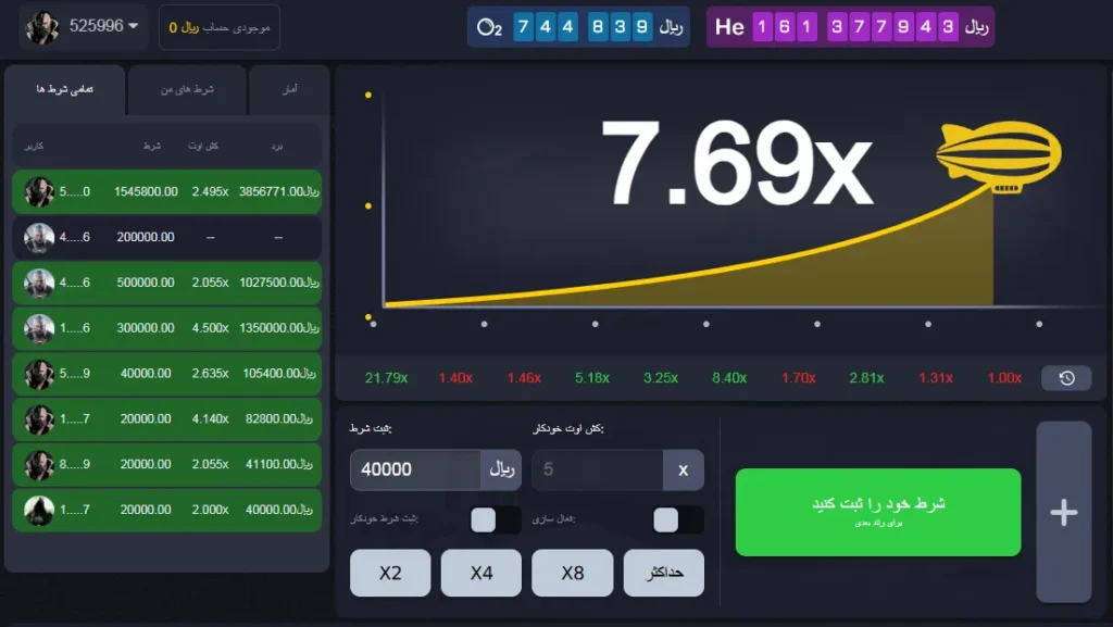 بازی پرسود انفجار پرشیانا بت (Persiana Bet)